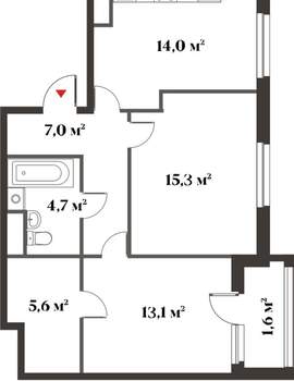 3-к квартира, вторичка, 72м2, 6/6 этаж