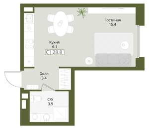 Студия квартира, вторичка, 29м2, 1/8 этаж