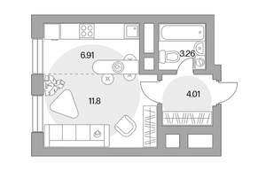 Студия квартира, вторичка, 26м2, 10/23 этаж