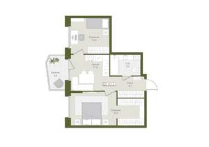 2-к квартира, вторичка, 47м2, 6/8 этаж