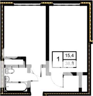 1-к квартира, вторичка, 39м2, 5/5 этаж