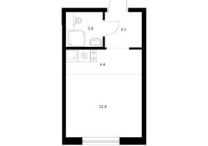 Студия квартира, вторичка, 22м2, 1/9 этаж