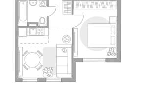 2-к квартира, строящийся дом, 35м2, 1/5 этаж