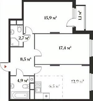 3-к квартира, вторичка, 71м2, 1/6 этаж