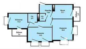 3-к квартира, вторичка, 73м2, 6/6 этаж