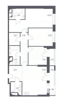 3-к квартира, сданный дом, 89м2, 25/28 этаж