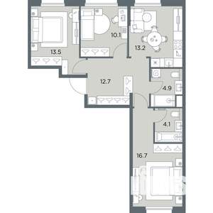 3-к квартира, вторичка, 75м2, 3/6 этаж