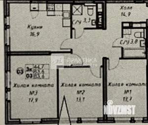 3-к квартира, вторичка, 83м2, 19/25 этаж