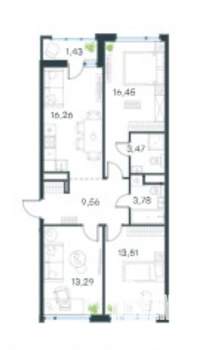 3-к квартира, вторичка, 77м2, 6/15 этаж