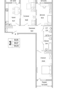 2-к квартира, вторичка, 105м2, 6/9 этаж