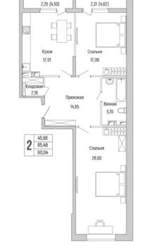2-к квартира, вторичка, 90м2, 5/9 этаж