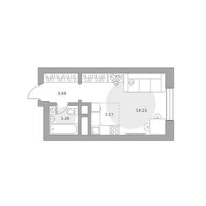 Студия квартира, вторичка, 24м2, 18/25 этаж