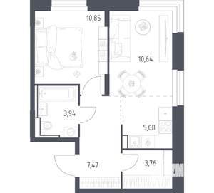 1-к квартира, вторичка, 42м2, 22/24 этаж