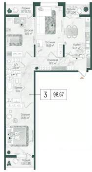 3-к квартира, вторичка, 104м2, 8/10 этаж