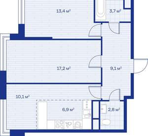 3-к квартира, вторичка, 63м2, 10/12 этаж