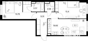 2-к квартира, вторичка, 66м2, 2/9 этаж