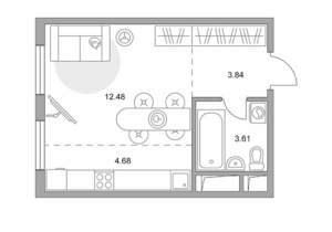 Студия квартира, строящийся дом, 25м2, 6/14 этаж