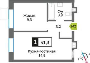 Студия квартира, вторичка, 31м2, 7/9 этаж