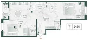2-к квартира, вторичка, 96м2, 8/10 этаж