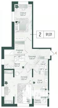 2-к квартира, вторичка, 92м2, 8/10 этаж