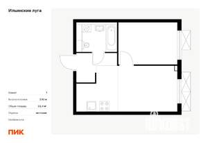 1-к квартира, вторичка, 32м2, 4/9 этаж