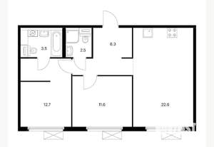 2-к квартира, вторичка, 62м2, 9/9 этаж
