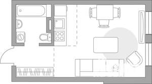 Студия квартира, вторичка, 27м2, 1/6 этаж