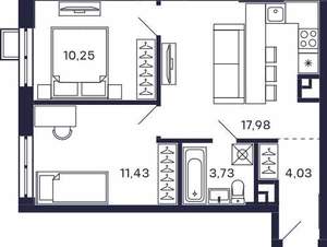 2-к квартира, строящийся дом, 49м2, 13/28 этаж