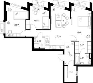 3-к квартира, вторичка, 84м2, 6/9 этаж