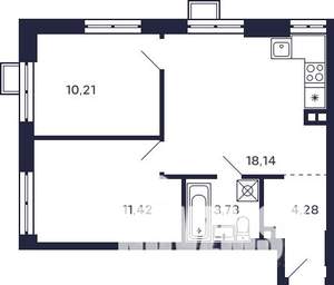 2-к квартира, строящийся дом, 48м2, 2/28 этаж