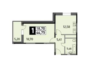 1-к квартира, вторичка, 44м2, 13/20 этаж