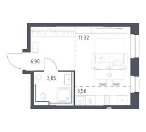 Студия квартира, вторичка, 26м2, 23/24 этаж