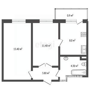 2-к квартира, вторичка, 43м2, 5/5 этаж