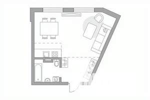 Студия квартира, вторичка, 32м2, 1/6 этаж