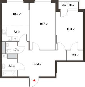 3-к квартира, вторичка, 69м2, 3/6 этаж