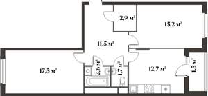 1-к квартира, вторичка, 42м2, 5/6 этаж