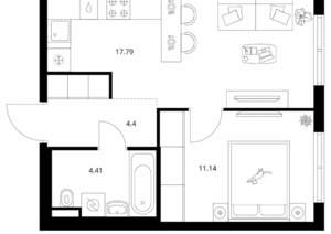 1-к квартира, вторичка, 38м2, 5/9 этаж