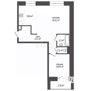 2-к квартира, вторичка, 54м2, 2/5 этаж