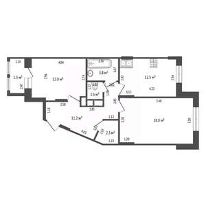 2-к квартира, вторичка, 61м2, 3/7 этаж