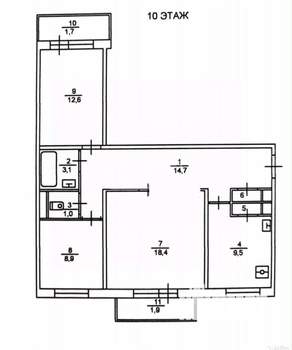 3-к квартира, вторичка, 70м2, 10/10 этаж