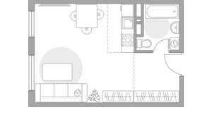 Студия квартира, строящийся дом, 30м2, 2/6 этаж