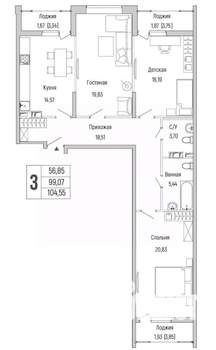 2-к квартира, вторичка, 105м2, 6/9 этаж