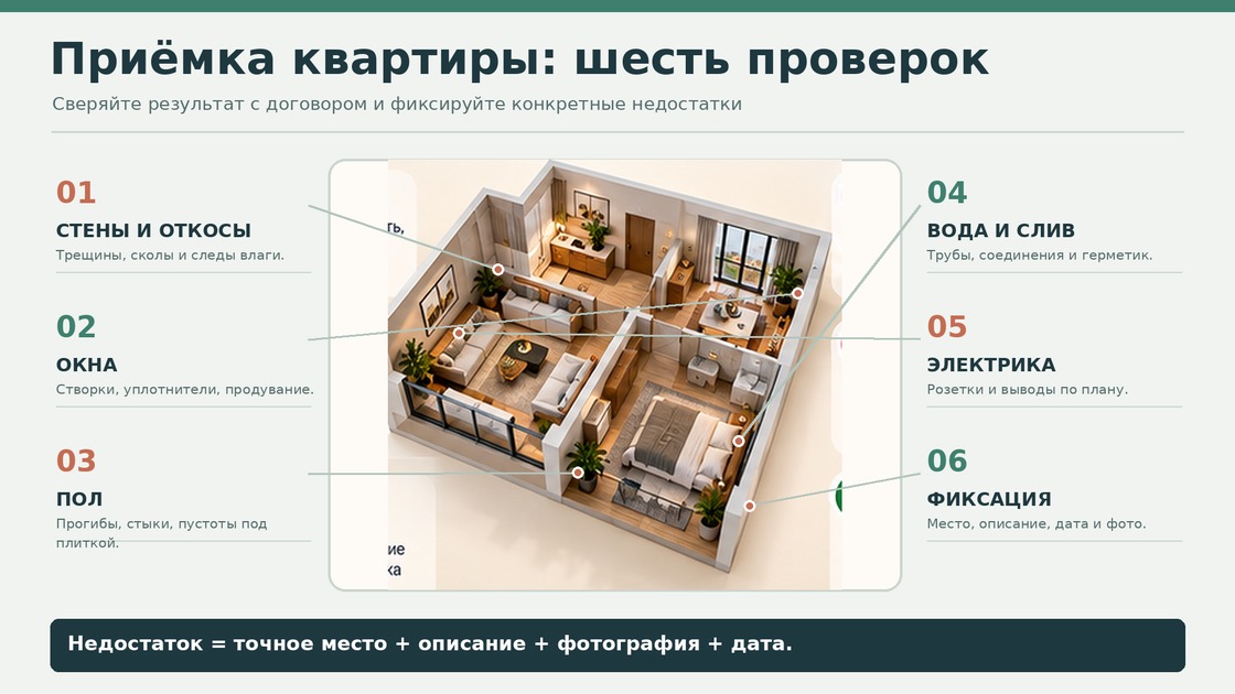 Приёмка квартиры: шесть проверок